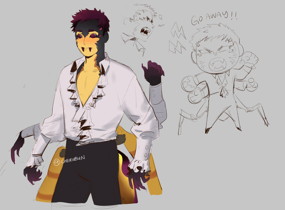 [ oc ] Hi this is my nonbinary spider oc Cecil, they are very enthusiastic about old dusty books and loathes veggies / fruits 