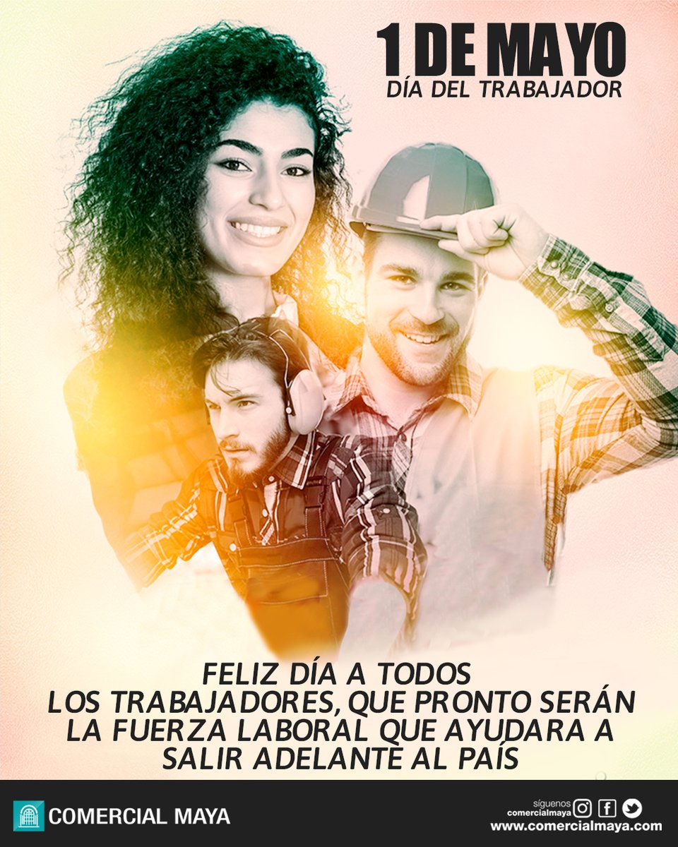 Feliz día a todos los trabajadores, que pronto serán la fuerza laboral que ayudara a salir adelante al país.
#1DeMayo
#DíaDelTrabajador
#QuédateEnCasa 🏠👨‍👩‍👧‍👦
#ComercialMaya #Ambato
comercialmaya.com