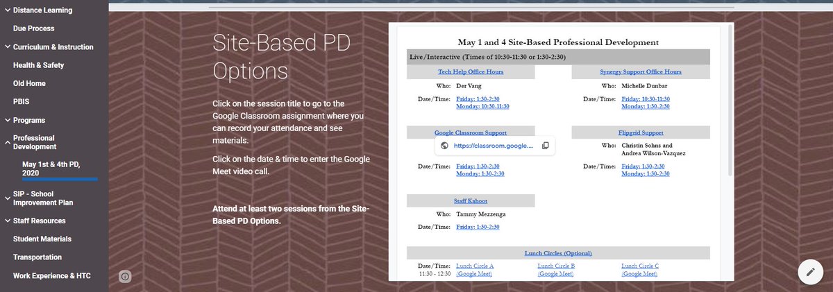 NerdyPrincipal's tweet photo. Created a 1-stop-shop (via #GoogleSites) for our staff for our first ever distance learning PD Day. I am so excited to hear staff feedback on what went well and how we can improve using this model.
#287Edchat #287WEC #DistanceLeading #DistanceLearning #DistancePD https://t.co/SJHnFQaWkb