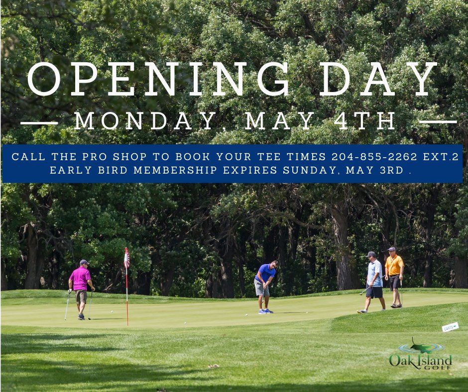 We're excited to announce Opening Day will be Monday, May 4th!
Tee times will be required, so please call 204-855-2262 ext 2 to book yours. Stay tuned for information on our new regulations and requirements as we continue to take steps to protect our members, guests, and staff.