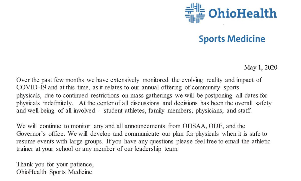 Jags, some important information regarding sports physicals in image.  Dr Musick and Dr Ahrens can complete sports physicals in their Hilliard Health Center office soon, call 614-544-1155 for an appointment.  <a href="/HBHSathletics/">Hilliard Bradley Athletics</a> @MMS_Athletes