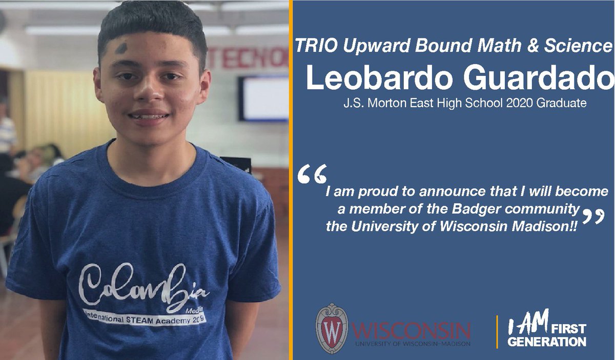 TRIOUBMS_NEIU's tweet photo. Meet our student Leobardo Guardado from @Morton201 he has decided to seek his post- secondary education at the University of Wisconsin Madison! #DecisionDay2020 #TRIOworks #firstgeneration @CCAS_NEIU @UWMadison https://t.co/wNnWj594B4