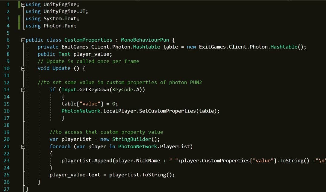 UnityGameDev1's tweet image. Hope this will help to all the game developers who are building a multiplayer game using photon PUN2🗣️🎮
#custom #properties #easycoding #multiplayer #coding #unitygamedev #unitygames #gamedevelopment #csharp #microsoftvisualstudio #codingtips #enjoy #development #unity3d 💻 🎮