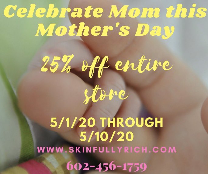 SkinfullyR's tweet photo. Time to  celebrate MOM!  25% off entire store no coupon needed.  #mothersday #sale #celebrate #timeformom #skincare#bodycare #loveaz #localaz #thebeautydistrict #desertridge #azsmallbusiness https://t.co/T5BQRebzKc