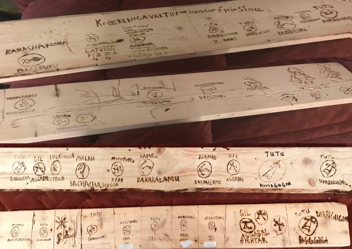 izaky's tweet photo. #woodworking #engraving #necronomicon #runes
that are #magickspells filled with #magick
-that's a full two months' supply of making and remaking
#ancient #summerian #sigils of the #necro #faith .
It's all about using a #spell and #layingback to #interconnect & acquiring #tope ! https://t.co/mbOfrGNXgf