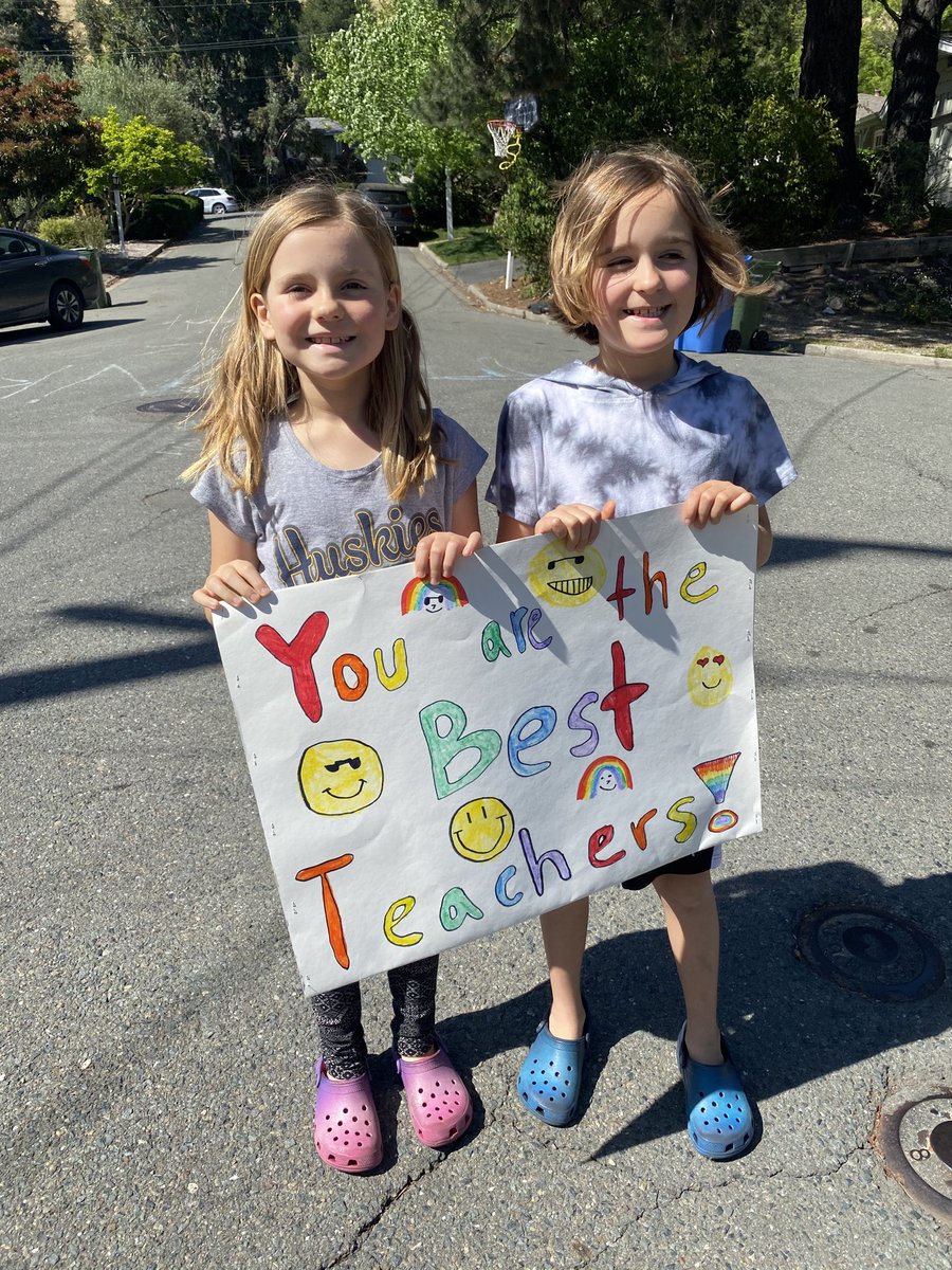 gataylor's tweet photo. Thank you ⁦@HVEHuskies⁩ for bringing some extra sunshine to our neighborhood with the Staff Car Parade today! https://t.co/z3PLka2dk8