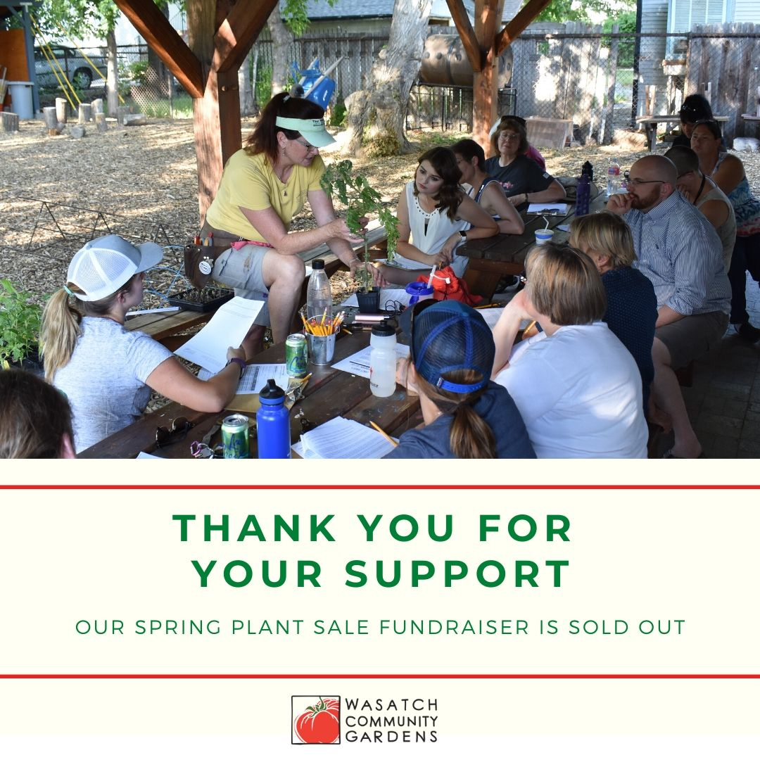 Our Spring Plant Sale is sold out. A big thank you to all who joined us. Your support of the Plant Sale enables us to continue to provide important community garden and education programs that empower people to grow their own healthy, local, organic food.