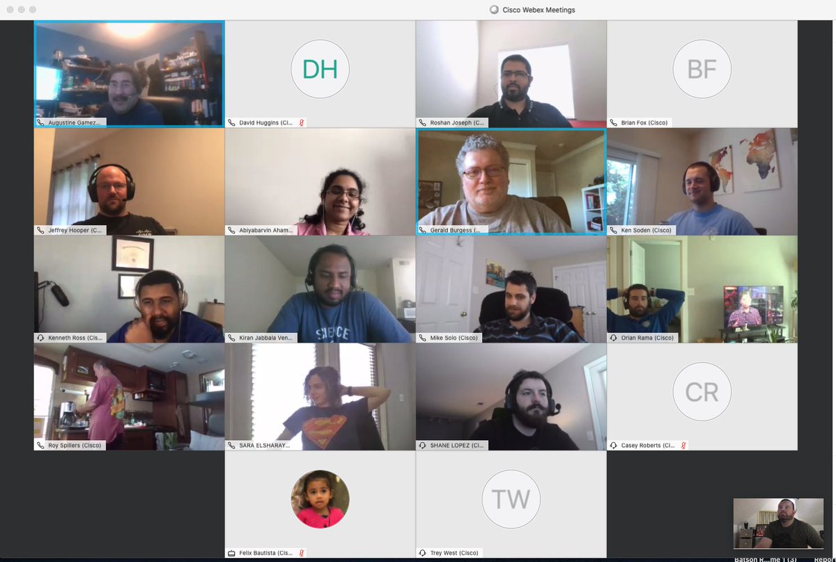 MatthewDBatson's tweet photo. Great to get with the #CX Centers #IoT team for a virtual happy hour! #CiscoWebex #Cisco #LoveWhereYouWork #LoveMyTeam https://t.co/YBWInr3cUs