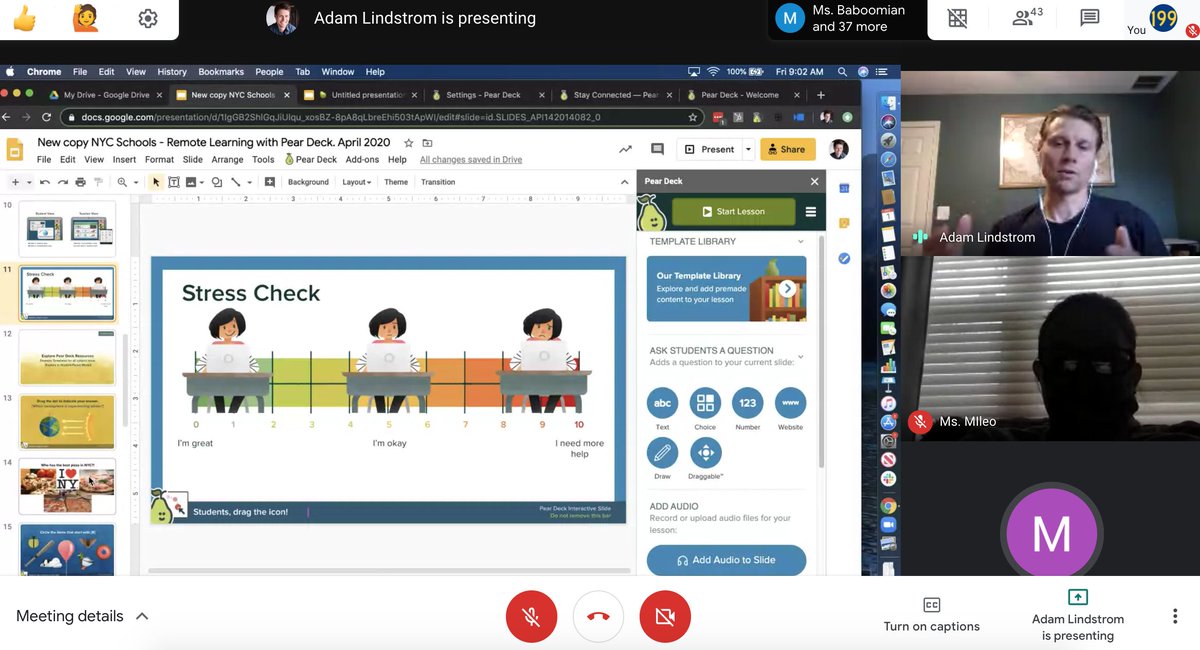 Thanks to Adam from <a href="/PearDeck/">Pear Deck Learning</a> for the training this morning! We had 40+ staff join us to discuss student engagement, SEL, and opportunities for synchronous &amp; asynchronous learning. Thank you @QNSpecialEd for helping set this up! <a href="/NYC_District24/">Anthony Rivera-School District 24</a> #DOEConnected <a href="/PS_199Q/">Maurice A. FitzGerald P.S. 199Q</a> <a href="/MabelSarduy/">Mabel Muniz-Sarduy</a>