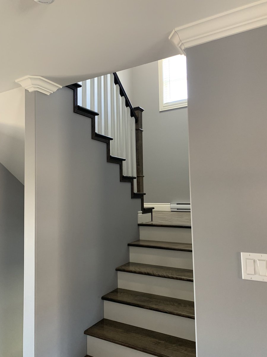 synardsam's tweet image. Got to take advantage of the COVID downtime. My spouse and I just installed a maple staircase today in one of our rentals.