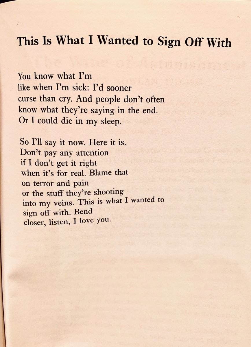 Sophie Ratcliffe (@soratcli) on Twitter photo My GP husband chooses a poem, every day, to read out at the end of their daily lunchtime team meeting, and then they talk about it. Here was today's, by the Canadian poet #aldennowlan <a href="/NHSEngland/">NHS England</a> <a href="/doctor_oxford/">Dr Rachel Clarke</a> <a href="/drkathrynmannix/">Kathryn Mannix</a> <a href="/JohnGillies6/">John Gillies</a> <a href="/JonAshworth/">Jonathan Ashworth</a> #NHSThankYou My GP husband chooses a poem, every day, to read out at the end of their daily lunchtime team meeting, and then they talk about it. Here was today's, by the Canadian poet #aldennowlan <a href="/NHSEngland/">NHS England</a> <a href="/doctor_oxford/">Dr Rachel Clarke</a> <a href="/drkathrynmannix/">Kathryn Mannix</a> <a href="/JohnGillies6/">John Gillies</a> <a href="/JonAshworth/">Jonathan Ashworth</a> #NHSThankYou