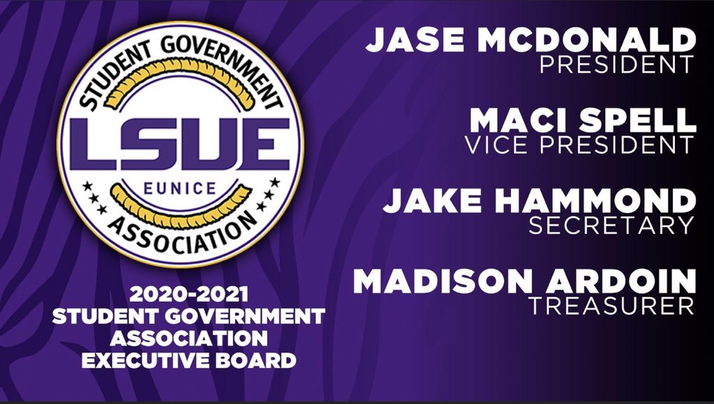 LSUEstudentgov's tweet photo. Congratulations to the 2020-2021 Student Government Association Executive Board! #oneLSUE https://t.co/GXexuc07QU