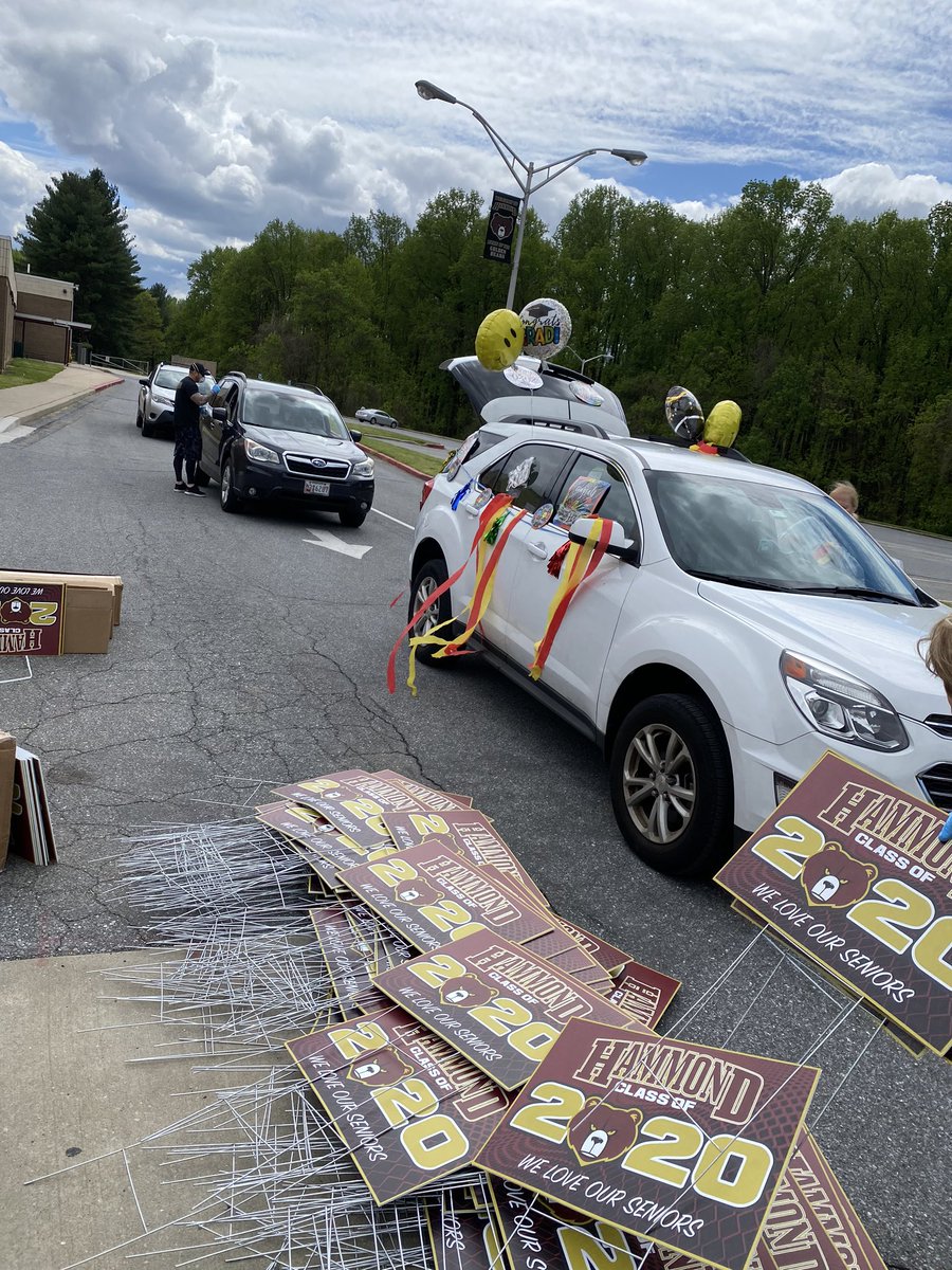 hcpss_hahs's tweet photo. And thank you to the over 40 staff members that we had show up today to help deliver the senior signs! We all miss you! https://t.co/1OLUVJM6FB