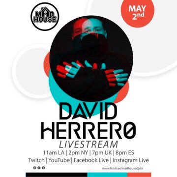 Tomorrow morning 11am all the way from España we have our homie <a href="/DJDAVIDHERRERO/">David Herrero</a> laying down some sick grooves. If you were at the Madhousedjs warehouse party back when we booked him then you know it’s about to get heavy ! Follow <a href="/Madhousedjsla/">MadHouse Promotions Co.</a> for alerts and fresh steez