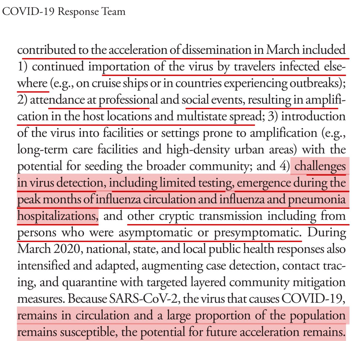 This is NOT a hard concept.The CDC listed 4 factors that caused a chain reaction of accelerated & complicated the explosion in COVID-19 in America-Mardi Gras-Professional Conferences-L-A-C-K of testingYes the CDC specifically stated LACK of TESTING https://www.cdc.gov/mmwr/volumes/69/wr/pdfs/mm6918e2-H.pdf