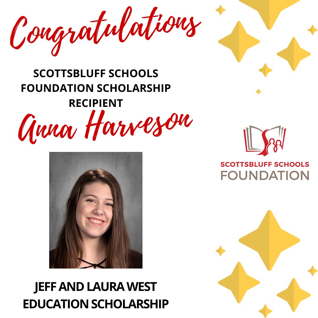 scbpubschools's tweet photo. Congratulations SBPS Foundation Scholarship recipient Anna Harveson! Anna received the Jeff and Laura West Education Scholarship. She plans to attend Doane majoring in K-12 Music Ed #bearcatpride #ScottsbluffCTE #sbpsfoundation https://t.co/1ncY1cwqH3