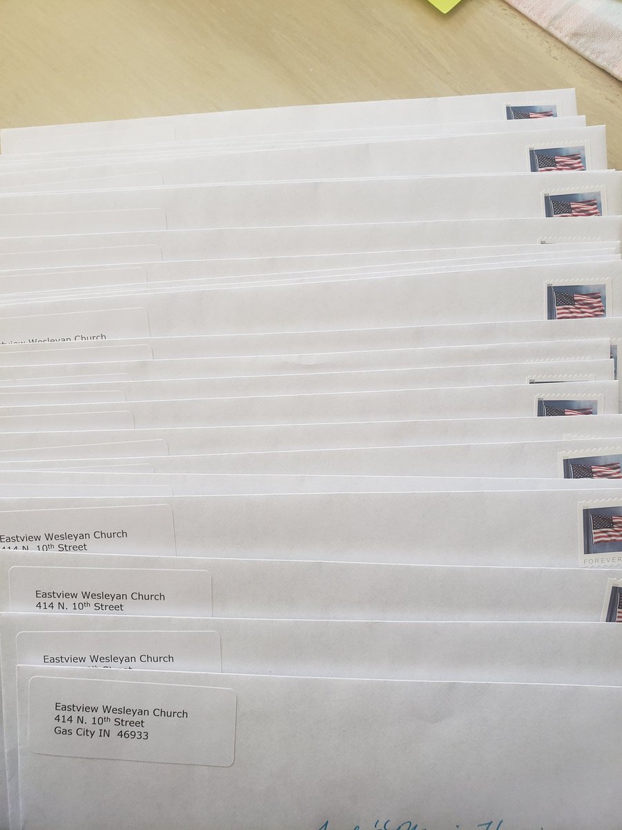 EWesleyanChurch's tweet image. Bulletins going out in the mail today. Everyone in this stack has been prayed for... TWICE... before these ever get dropped off at the Post Office. 
#StayConnected #WeAreTheChurch #PrayedFor
