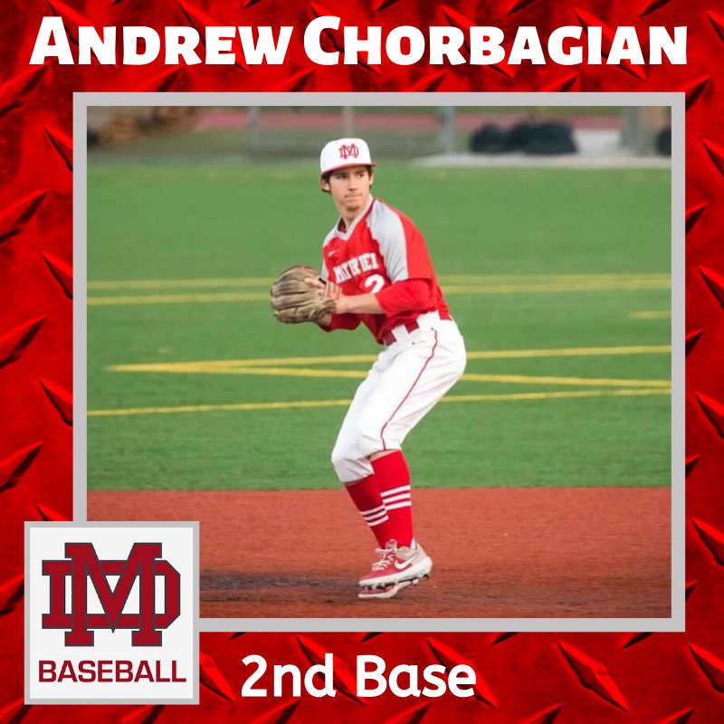 Our next senior is 2nd Baseman Andrew Chorbagian. 
Favorite Memory: “Hitting a  walk-off double to beat JSerra in the Championship game of the 2019 Newport Elks Tournament.” Andrew was a staple in the starting lineup the last 2 years for the Monarchs. He is definitely one of the