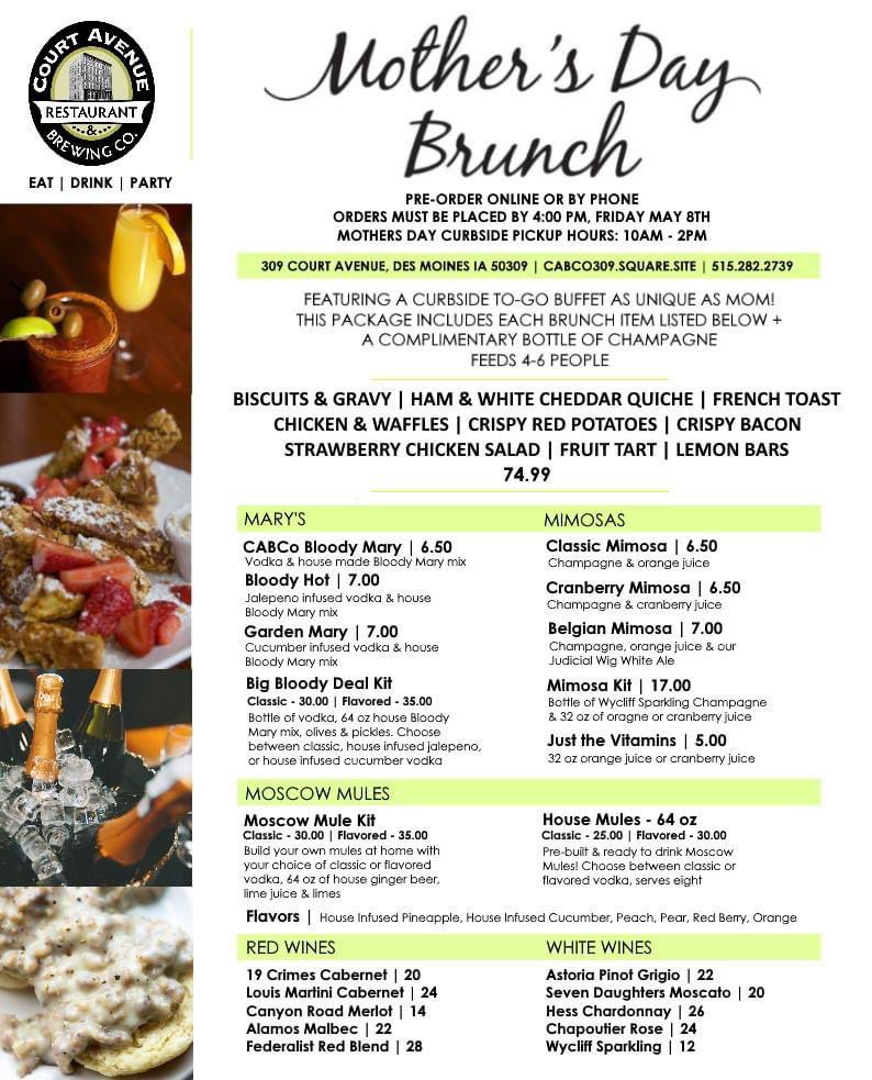 Treat your mamma this Mother’s Day! 🌸🥰 Preorder your #curbsidebrunch today! >>> cabco309.square.site <<<
#mothersday #mothersdaybrunch #celebratemom #curbsidepickup