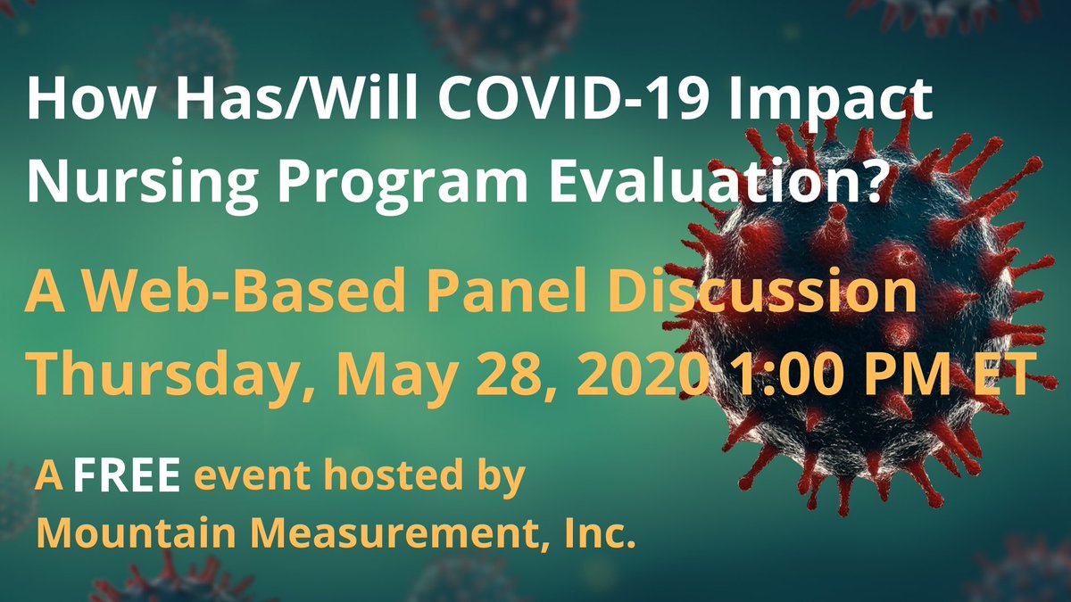NclexSeminars's tweet photo. @MtnMeasurement is proud to host a free panel discussion, “How Has/Will COVID-19 Impact Nursing Program Evaluation?” on May 28, from 1-2 PM ET. Space is limited for this free event, so register now at https://t.co/cXFOcknrtI #nclexreports #nclex #nurseeducators #programevaluation https://t.co/OfI8srzfmY