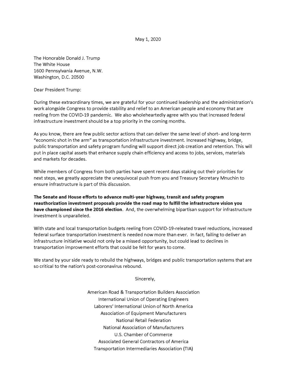 EngineersNACE's tweet photo. We are pleased to join our coalition partners in supporting 
@WhiteHouse @realDonaldTrump efforts to prioritize infrastructure investment this year. America's county road and bridge officials stand ready to modernize our nation together. https://t.co/K8OtysiCpc