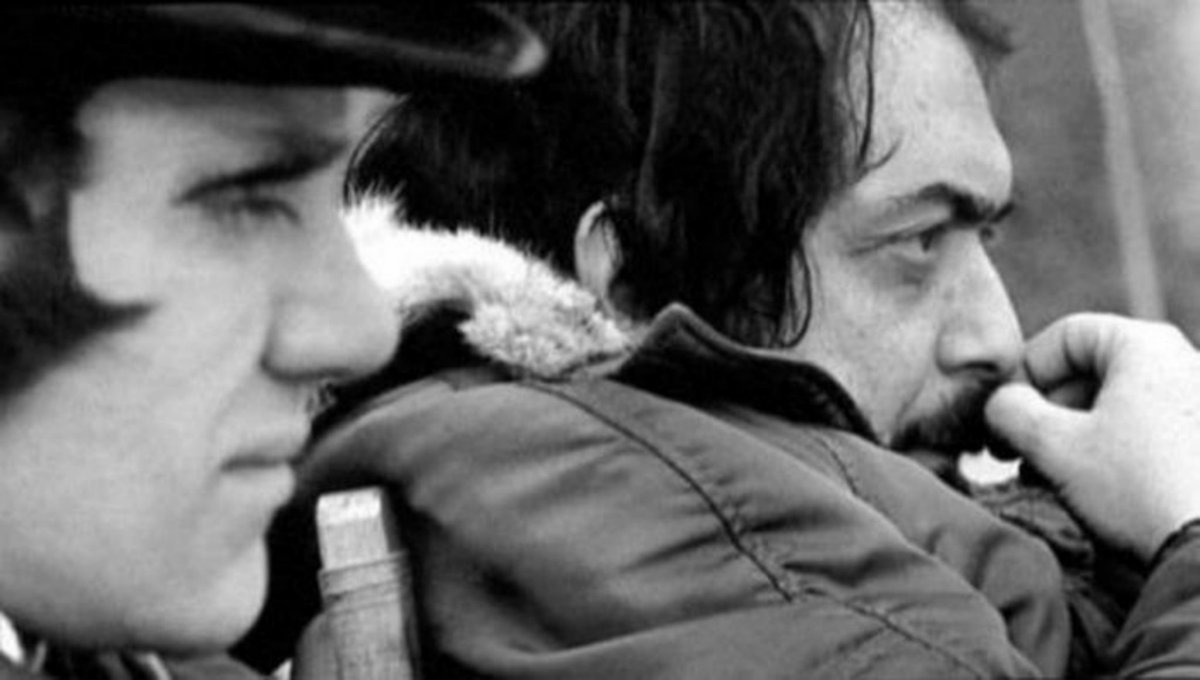 MasterKubrick's tweet image. Stanley Kubrick and Malcolm Mcdowell on the sets of A Clockwork orange