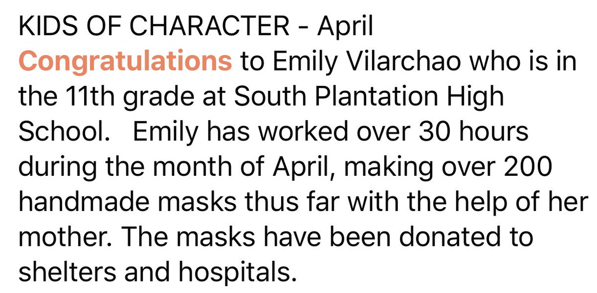 sphsactivities's tweet photo. Congrats to our April #KidsofCharacter Emily Vilarchao. #paladinstrong #positivesouth @SPHSHenschel https://t.co/Cd7mKr4vzF