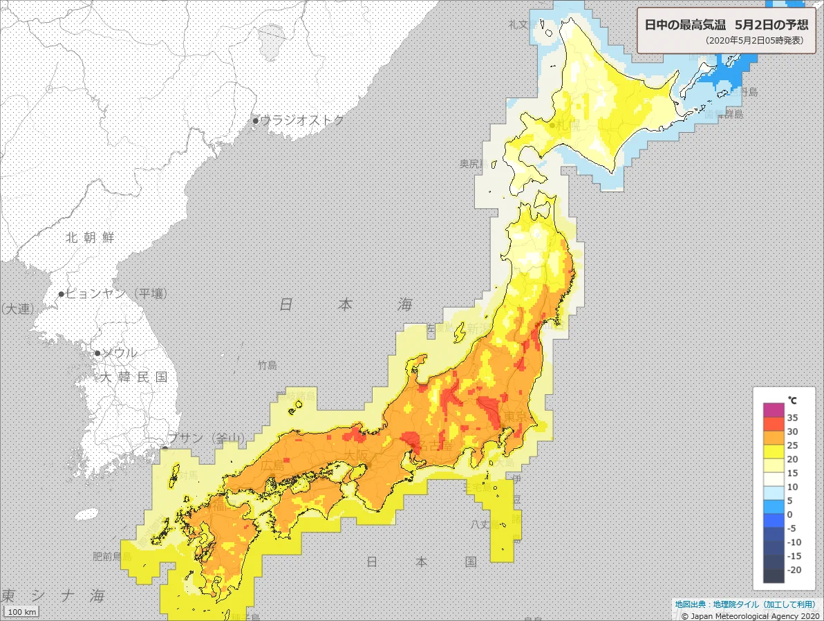 5月に入った結果？早速30℃超えの地域が出てきたwww