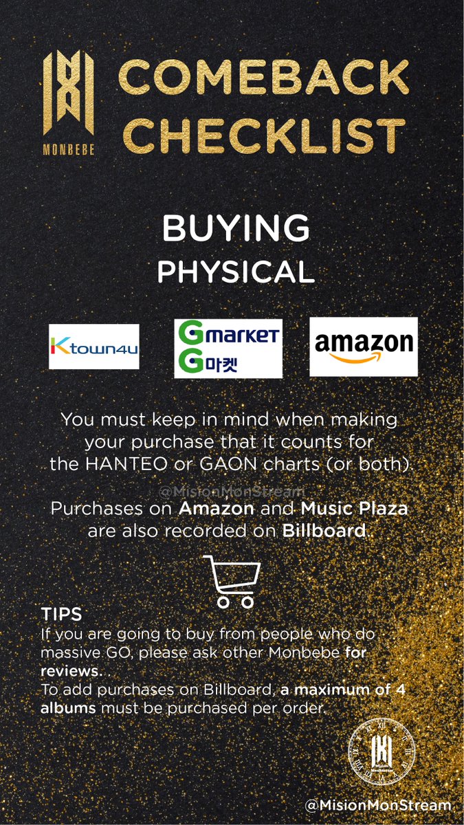 We continue with more recommendations! This time we want to talk a little bit about shopping.Remember that HANTEO and GAON are the Korean charts that we mentioned in the previous table.Billboard only records purchases with shipments from the US #FANTASIA_X