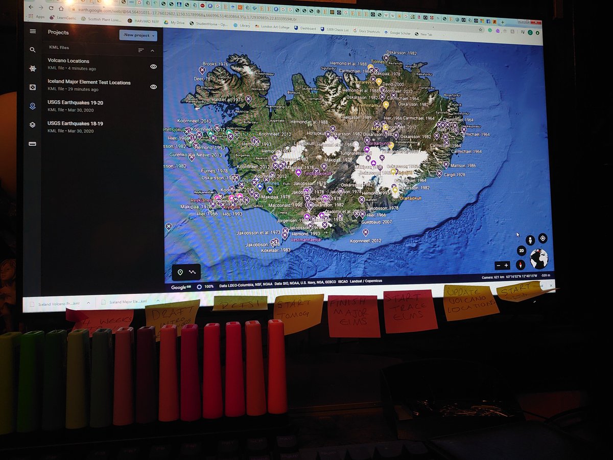 CMijatovic's tweet photo. First the amount of open tabs, and now the colour coded post-its. This project is starting to give me serious dissertation flash backs. #uniprobs #StudentProblems #geology #volcanology #OU #OpenUni #Iceland #IcelandVolcanoes #OUstage3 #SecondDegree #STEMM #procrastination https://t.co/Tw6whbjMK8