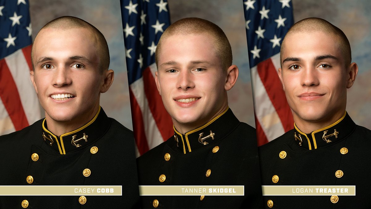 NavyAthletics's tweet photo. 🚨🤼‍♂️👨‍💻Juniors Casey Cobb, Tanner Skidgel and Logan Treaster have been recognized by the NWCA and the EIWA for their academic achievements. Congrats! @NavyWrestling
https://t.co/ND9ode6rZN https://t.co/aOydTluTJw