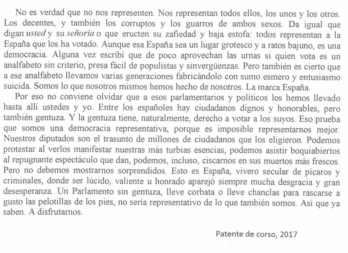 Creo que convendría recordar esto de vez en cuando. Me ahorraría muchas explicaciones tuiteras.