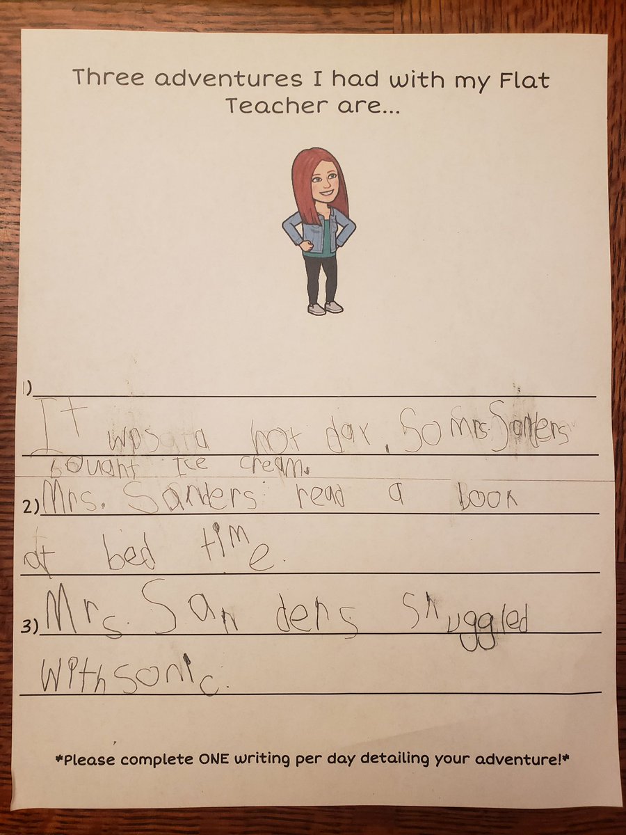 BSanders3421's tweet photo. Camille took great care of #FlatSanders today! She kept her #flatteacher smiling with some 🍦, kept her mind sharp with some 📖 reading and kept her ❤️ happy with some snuggles. Thank you for the fun adventures, silly girl! #flatteacherproject @JoeWalkerES #Mc3GConnected #Mc3G https://t.co/COOcULKkLP