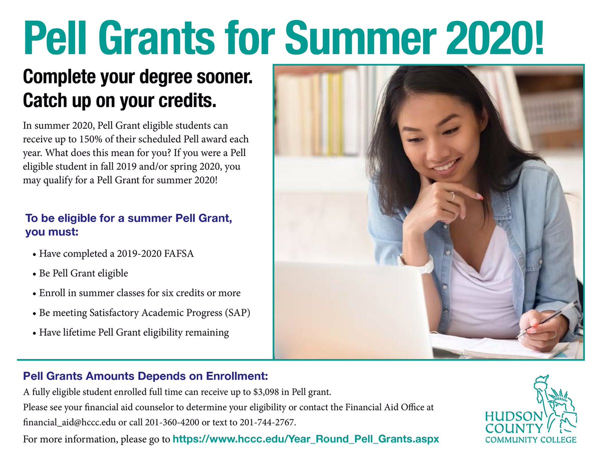 HudsonCCC's tweet photo. Pell Grants Available for Summer 2020! #HCCCSummer2020 #HCCCIsHereForYou https://t.co/wYbsFcKWGq