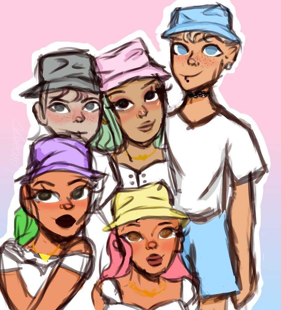 MSP_Evida's tweet photo. @beartrapp_ drew the CUTEST picture of all the Evida leaders omg 😍😍 https://t.co/a7OhWsCoea