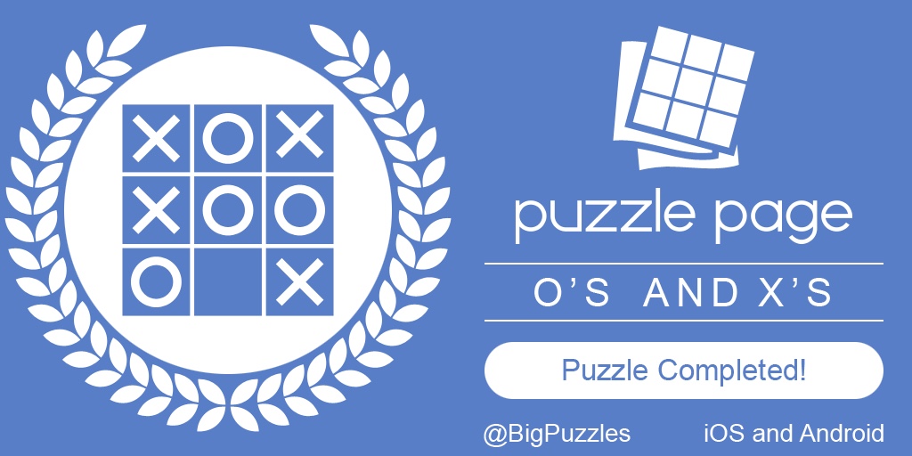 MsitWiley's tweet image. I completed a Os and Xs in #PuzzlePage. Play for free! puzzle-page.com