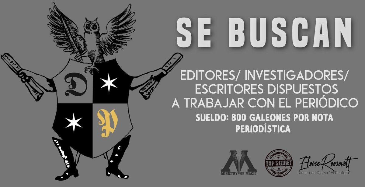 ㅤㅤㅤㅤㅤㅤ⠀
⠀  ⠀𝐀𝐓𝐄𝐍𝐂𝐈𝐎́𝐍: ¡𝐒𝐄 𝐁𝐔𝐒𝐂𝐀! 
　
ㅤㅤ Editores / Escritores / In-
ㅤㅤ vestigadores, para el dia-
ㅤㅤrio "El Profeta". 
ㅤㅤ
ㅤㅤ + Info en DM

ㅤㅤㅤ ¿NOS REGALAS UN RT?