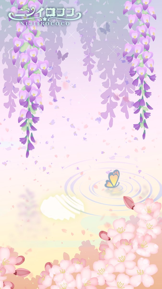 Ria ピクスク会場素材フリー配布 水面に反射する月と 春の花 藤 桜 を描きました フリー画像です ご自由にお使いください ひとさじの祈り テーマ 月 オリジナルギャラリー