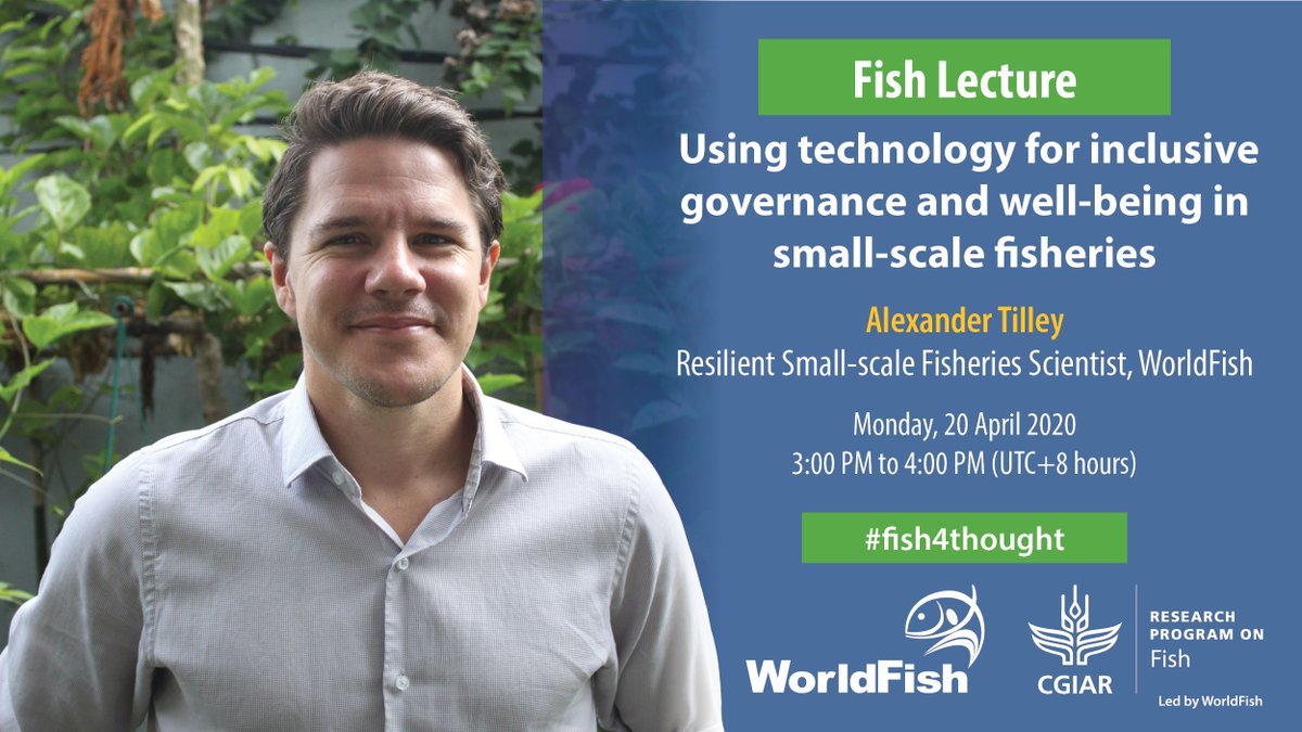 CrawfordFund's tweet photo. Join @WorldFishCenter & @FISH_CGIAR for a #Fish4Thought lecture with @alextilley on using technology for inclusive governance and well-being in #SmallScaleFisheries.
๐๏ธ 5pm Sydney, 20 April, 2020.
๐ป Join via Facebook Live: https://t.co/wAhpJge0Kv https://t.co/XyigKfHgK6