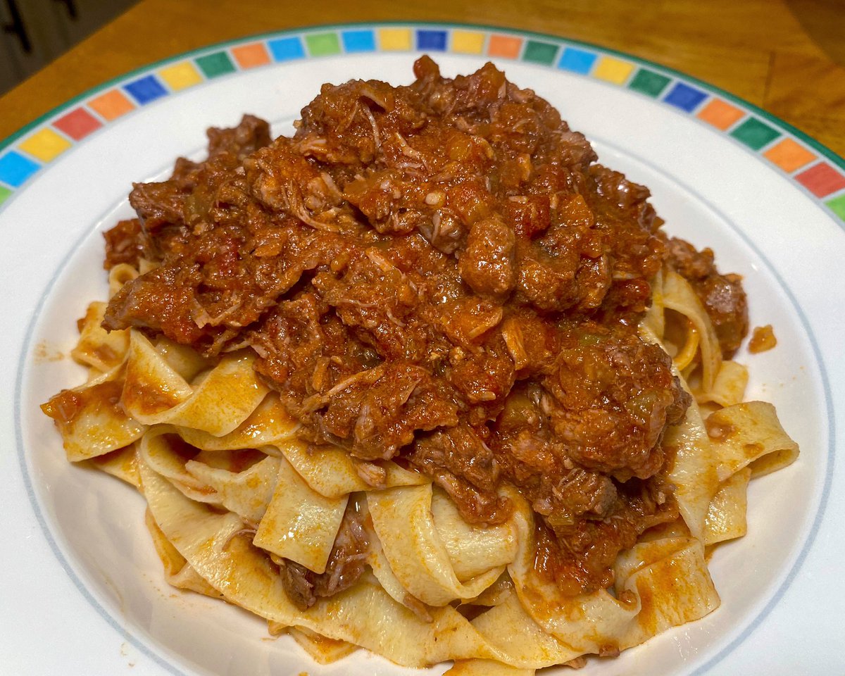 Here’s my finished bowl of #RagùDiCinghiale.  It took quite a while to prepare and cook; but the finished dish was well worth the wait &amp; work.  It definitely reminded me of the #wildboar ragù I had throughout #Toscana.
