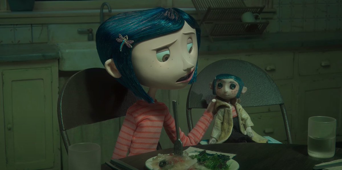 (13) cont. E.G, when Coraline is grossed out by her dad’s food, the other mother provides a feast, the other mother knows Coraline is annoyed by Wybie so she makes him unable to talk, and when Coraline doesn’t get the gloves she wants, the other mother gives her a new outfit.