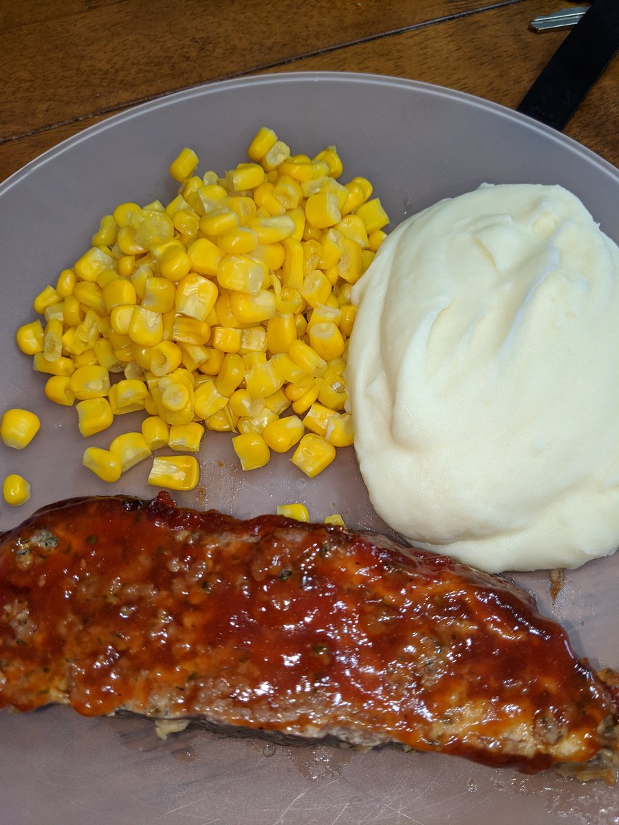 Meatloaf And Mashed Potatoes And Corn