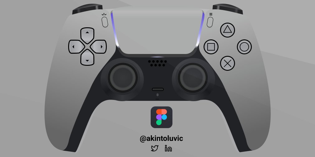 akintoluvic's tweet photo. Day 18-20 of #30daysofdesign 
Created #PS5 Console controller design using @figmadesign, sending different shades tomorrow.

#Design #DesignTwitter #DesignOpenDoor #BlackTechTwitter #100DaysOfCode https://t.co/VrwpRrGZ3v