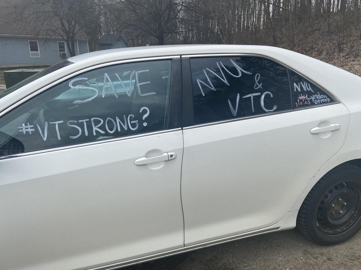 damnit_darien's tweet photo. Tomorrow join in the car “parade” protest in Montpelier #savenvu #savevtc 

SAVE OUR EDUCATION 
@SenatorLeahy 
@SenSanders 
@PeterWelch 
@GovPhilScott https://t.co/4famrwKEgL