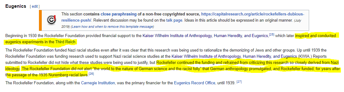 We should remember that not only were the Rockefellers providing the gas, but the eugenics ideology to justify it's use as wellRockefeller money saturated the German medical and academic fields, resulting in "the angel of death" who experimented on concentration camp prisoners