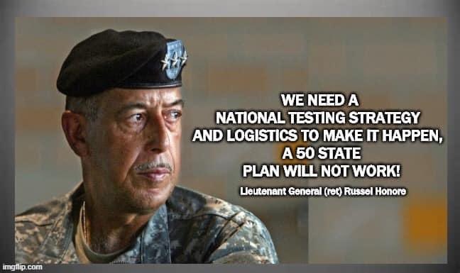 ltgrusselhonore's tweet photo. Wow holy shit finally @realDonaldTrump reluctantly admitted he was wrong ! Smile he will provide Test Test Test Logistic #Brix #fause , suggest let @DeptofDefense @USNorthernCmd and @USNationalGuard work the logistics w 4Star Commander @FoxNews @NYGovCuomo @MSNBC @CNN @nytimes https://t.co/tVTT5tafHn