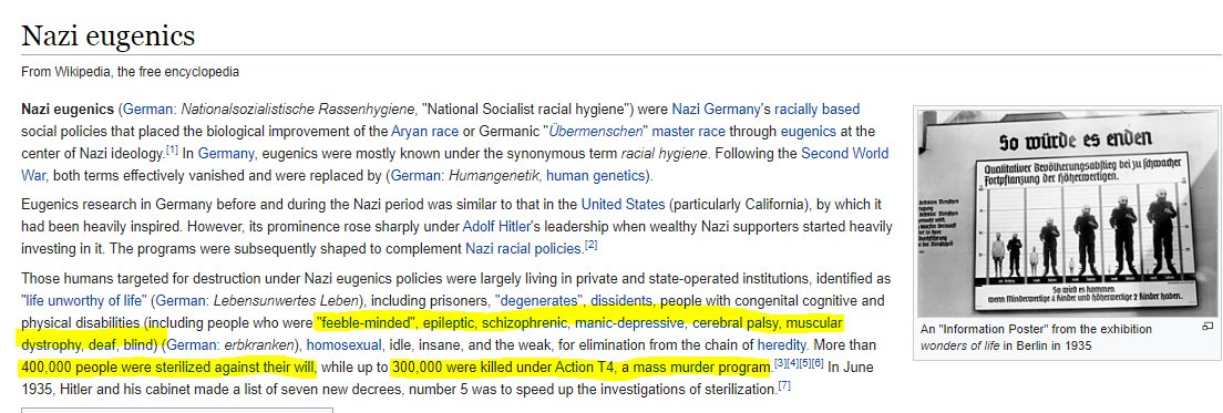 When we talk about who the Rockefellers and their friends REALLY are & what they REALLY believe, we have to come to terms with the facts that they didn't just supply & fund Hitler/NazisThey CREATED them.Resulting in the forced sterilization of at least 400k and deaths of 300k