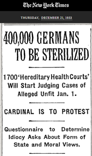 When we talk about who the Rockefellers and their friends REALLY are & what they REALLY believe, we have to come to terms with the facts that they didn't just supply & fund Hitler/NazisThey CREATED them.Resulting in the forced sterilization of at least 400k and deaths of 300k