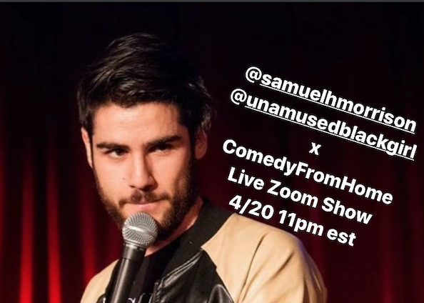 comedyfromhome1's tweet photo. See @samuelhmorrison  @unamusedblkgirl tmrw at 11pm! https://t.co/lyBHIOxRaz