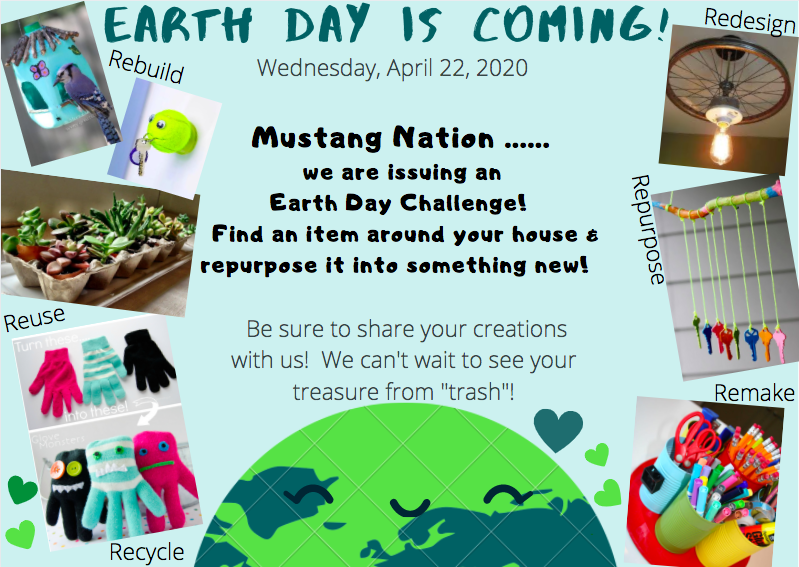 MCR1Mustangs's tweet photo. Good evening Mustangs!  We wanted to let you know that the new content for the next two weeks has been launched on our website for grades K-6 and in your student's Google classrooms for grades 7-8, 9-12 is updating weekly. We are including an Earth Day Challenge this week also! https://t.co/hibylGjJQl